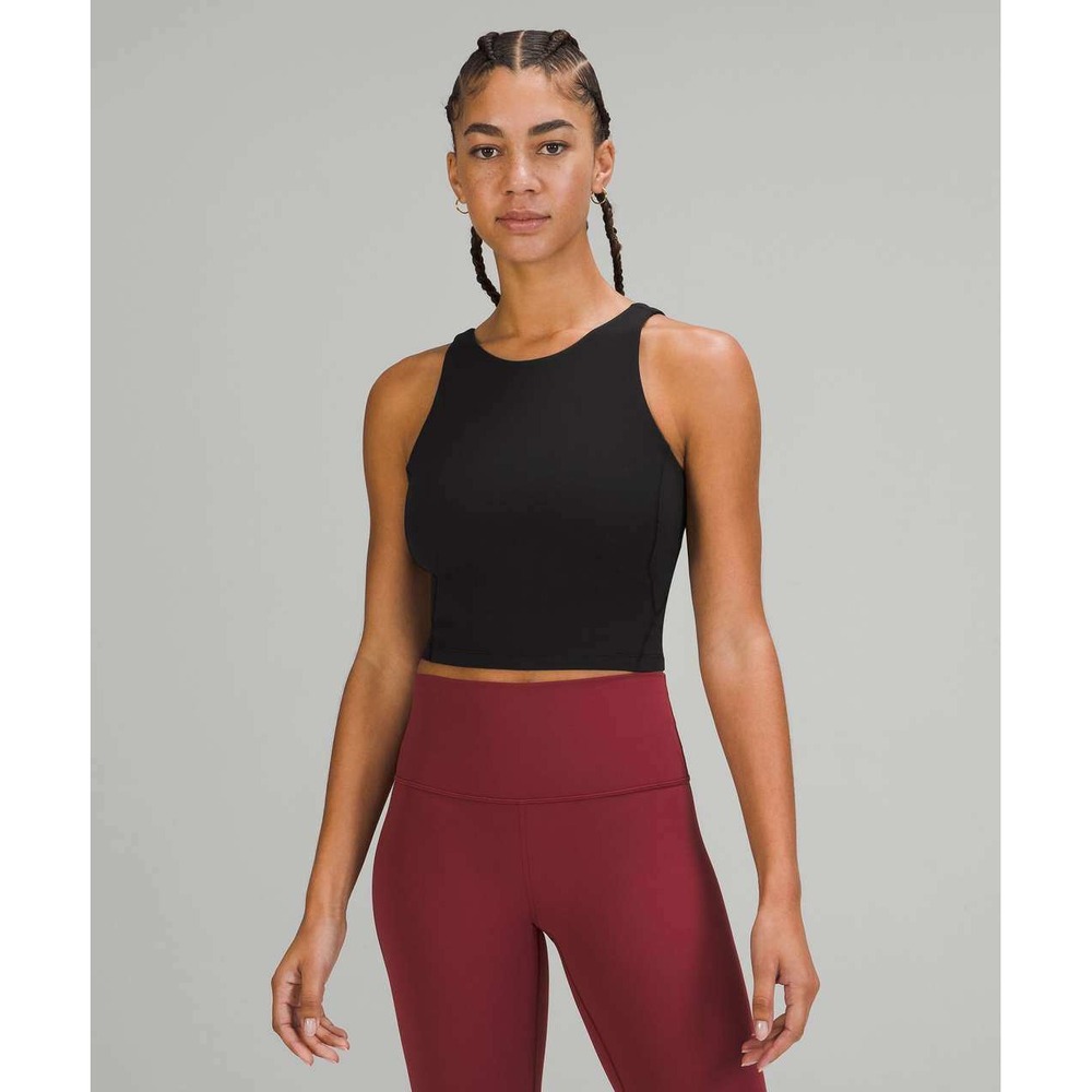 Lululemon Align High Neck Tank Top Women 6 Black Nulu Yoga Cropped